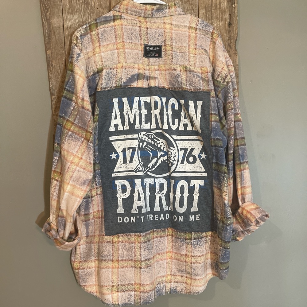Plaid Flannel Shirt with American Patriot Graphic